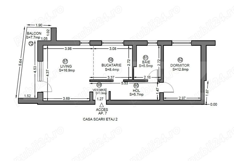 Apartament 2 camere, 51,2 metri patrati, Dumbravita - 9