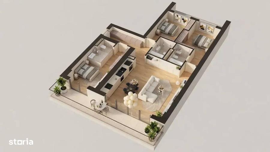 Apartament cu 4 camere semidecomandat în Sud — fotografia 1
