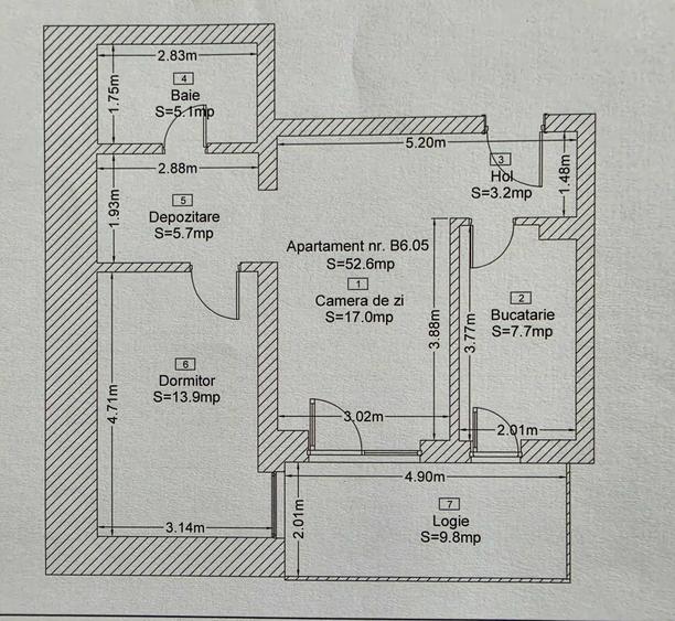 Apartament cu 2 camere semidecomandat în Exterior Vest