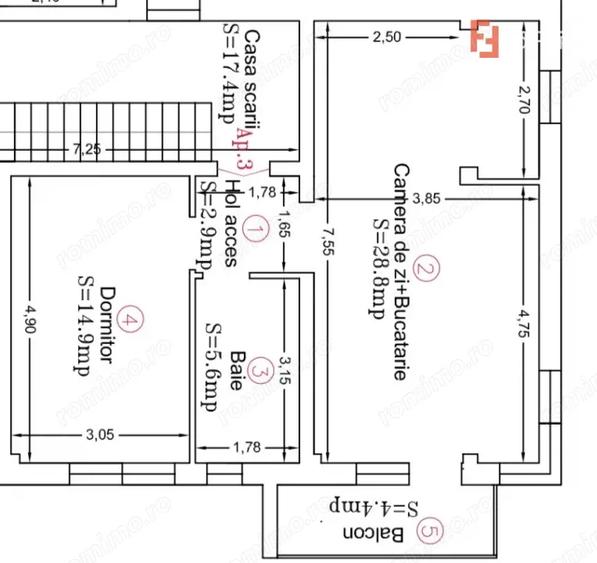 Apartament cu 2 camere semidecomandat în Moșnița Nouă