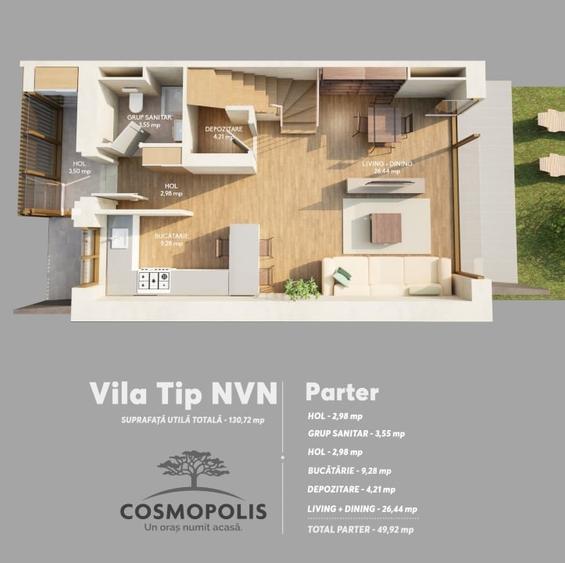 Duplex cu 4 camere cu Teren 250 Mp în Ștefăneștii de Jos