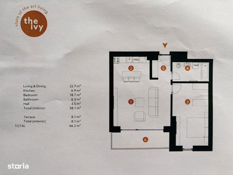 Apartament cu 2 camere în Băneasa