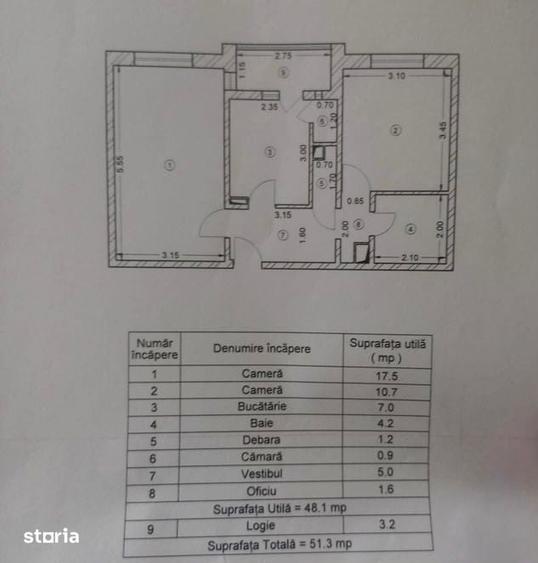 Apartament cu 2 camere în Crângași