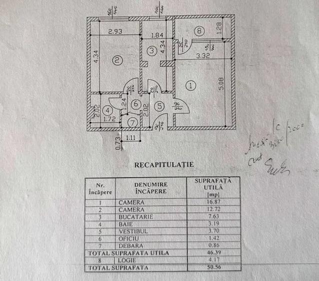 Apartament 2 camere, decomandat, 46 mp, ac, logie, mobilat, Pajura - 8