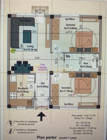 Duplex cu 3 camere cu Canalizare în Central