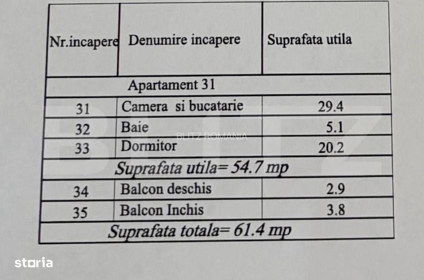 Apartament 2 camere, 61.4 mp, zona Damila
