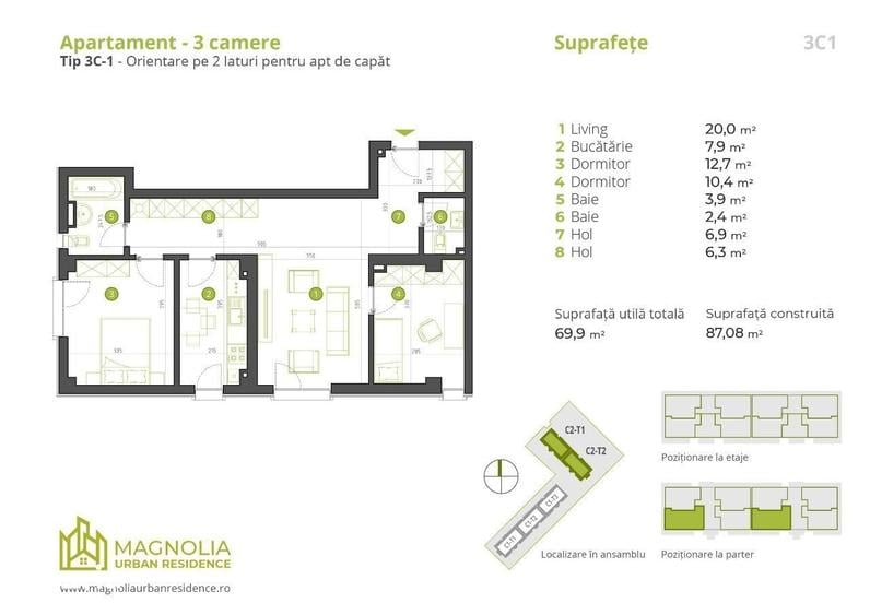 Apartament cu 2 camere în Străulești