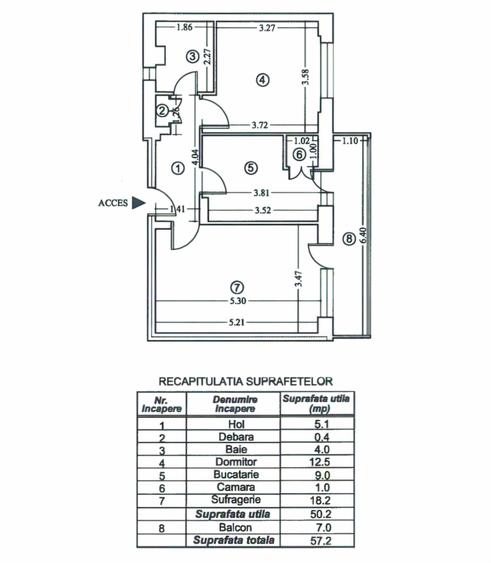 Apartament cu 2 camere decomandat în B-dul București