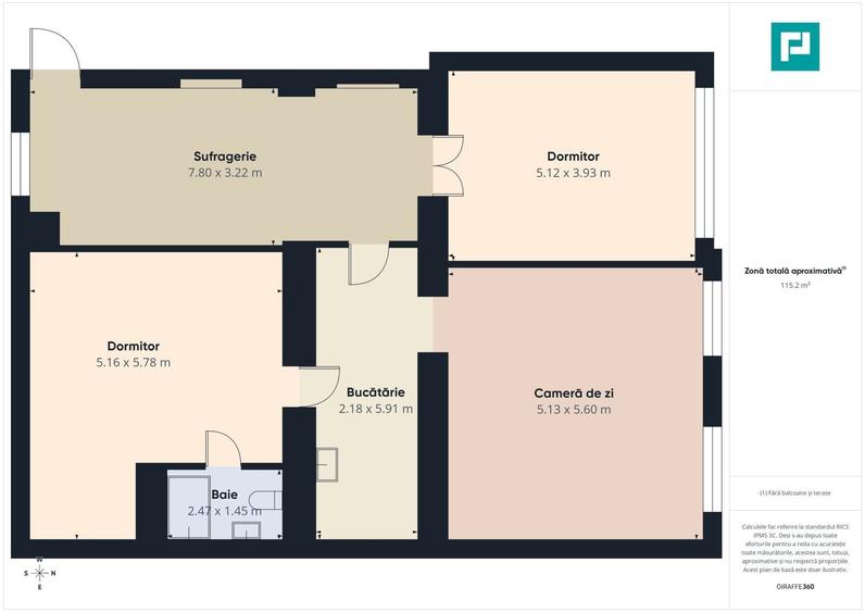 Apartament cu 4 camere semidecomandat în Central