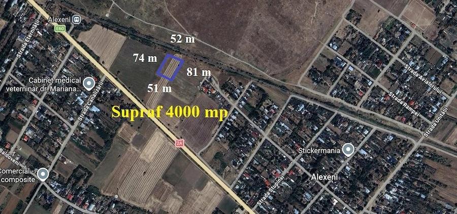 Teren de 4000 mp, în Alexeni