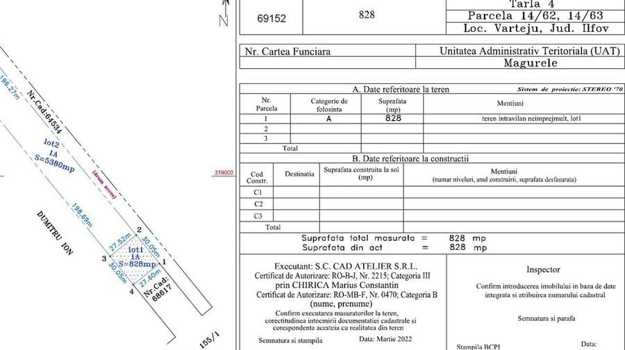 Teren 828 mp - zona Varteju-Magurele , posibilitate duplex - 2