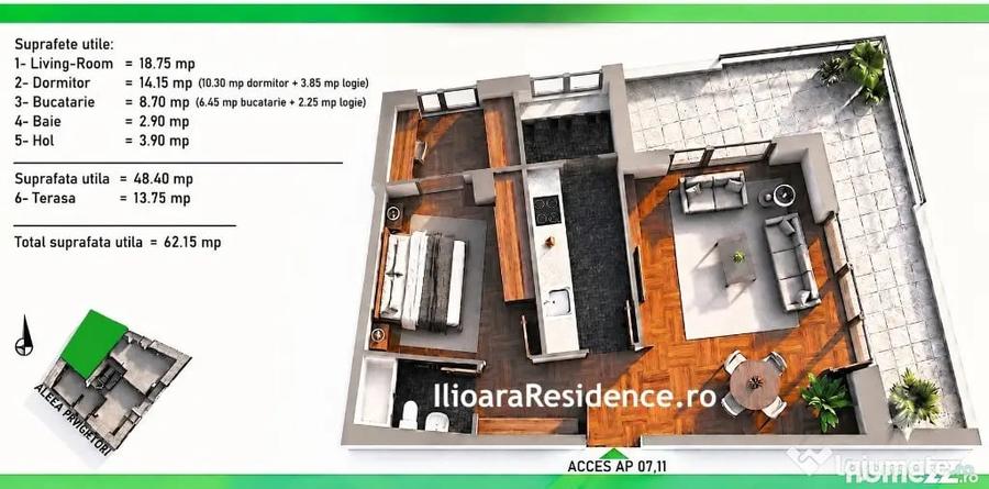 Apartament cu 2 camere decomandat în Nicolae Grigorescu