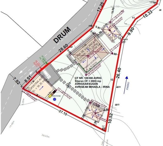 Casă individuală cu 3 camere cu Canalizare în Central