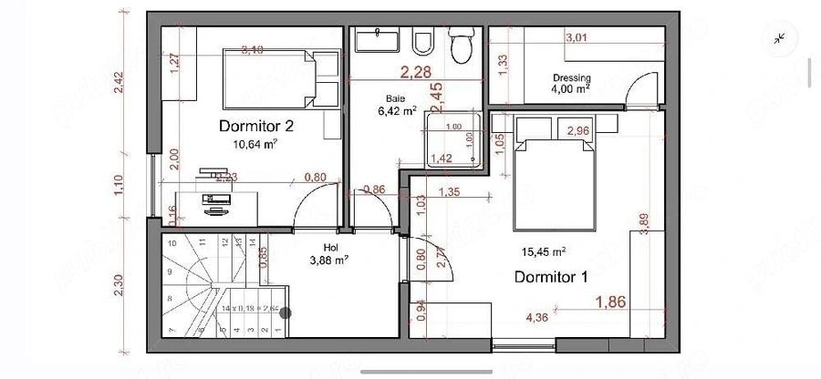 Casă individuală cu 4 camere cu Teren 1150 Mp în Central
