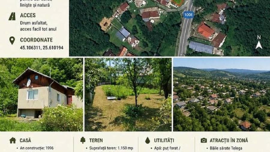 Casă individuală cu 3 camere cu Teren 1150 Mp în Telega
