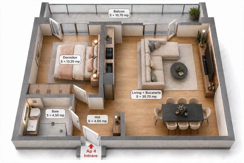 Apartament cu 2 camere decomandat în Exterior Nord