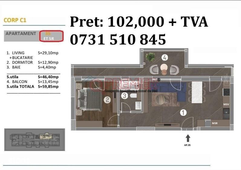 2 Camere Open-Space | Complex modern etaj 5/6 - 1