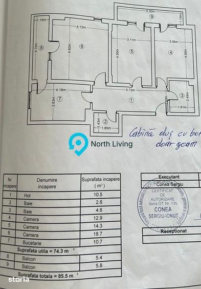 Apartament cu 3 camere în Rahova