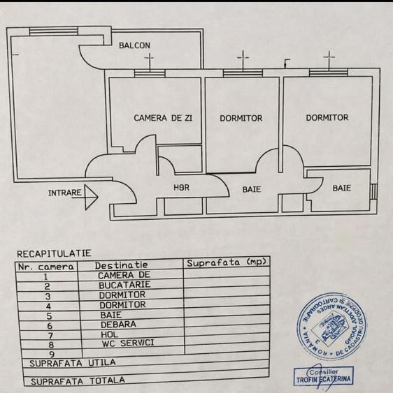 Apartament cu 3 camere decomandat în Central