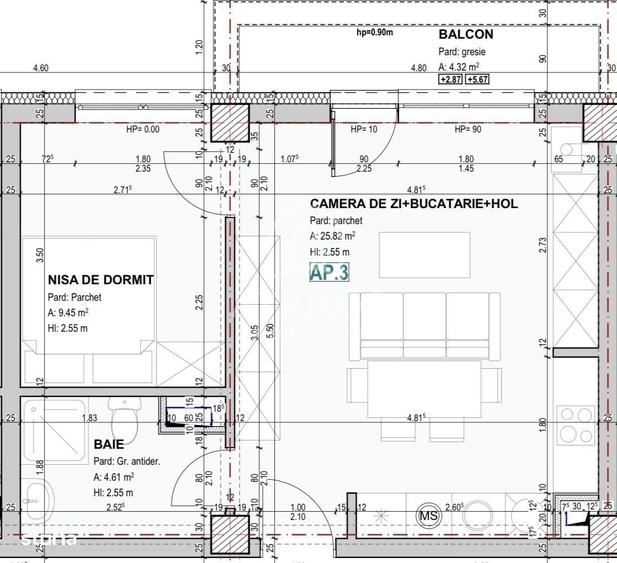 Apartamente 2 camere, semidecomandate, 40mp, balcon, zona Petrom Baciu - 1