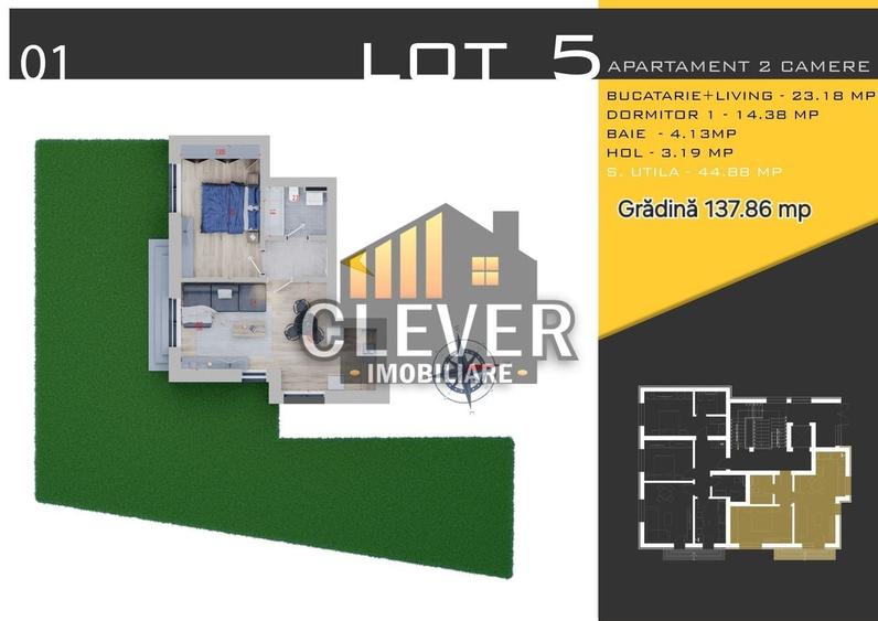 Apartament cu 2 camere în Titan