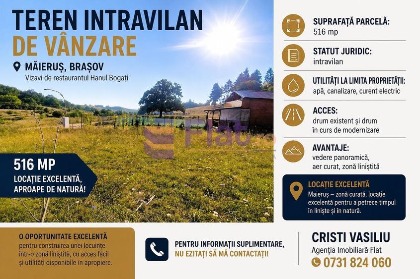 Teren Construcții intravilan de 516 mp, în Măieruș