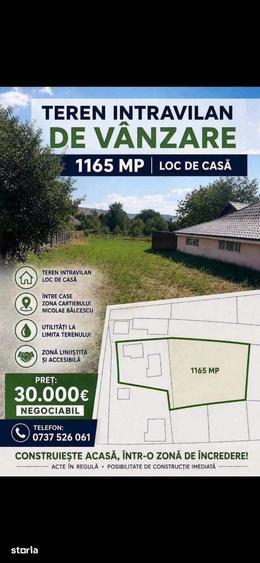 Teren de 1165 mp, în Central