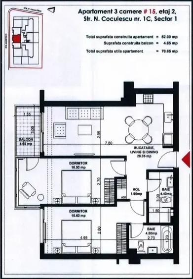 Apartament cu 3 camere decomandat în Aviației