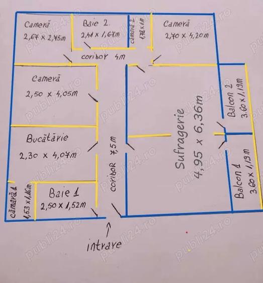 Apartament cu 5 camere decomandat în Dâmbovița