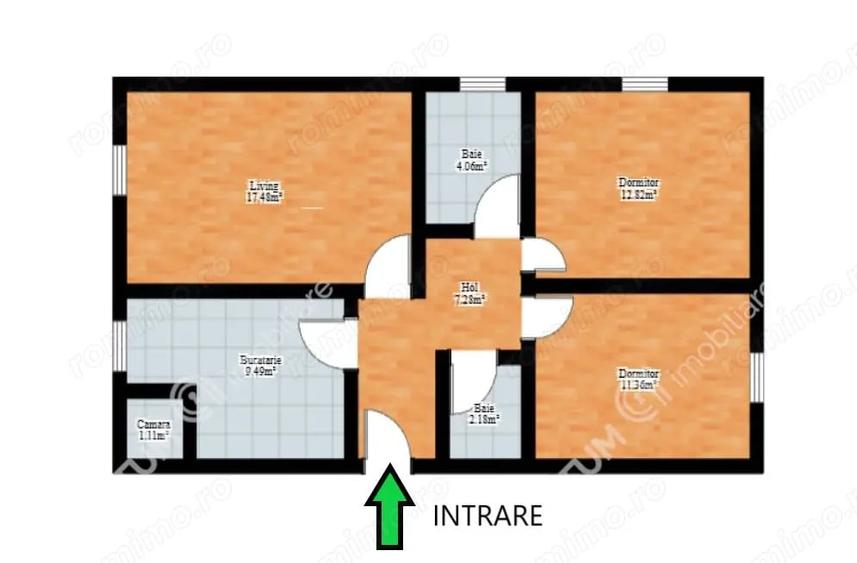 Apartament cu 3 camere decomandat în Vest