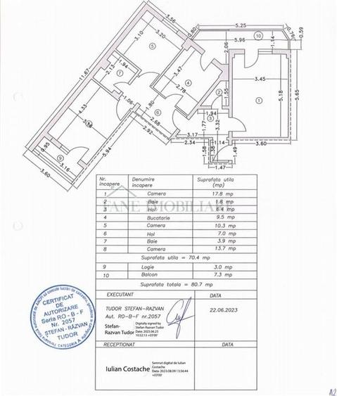 Apartament cu 3 camere decomandat în Central