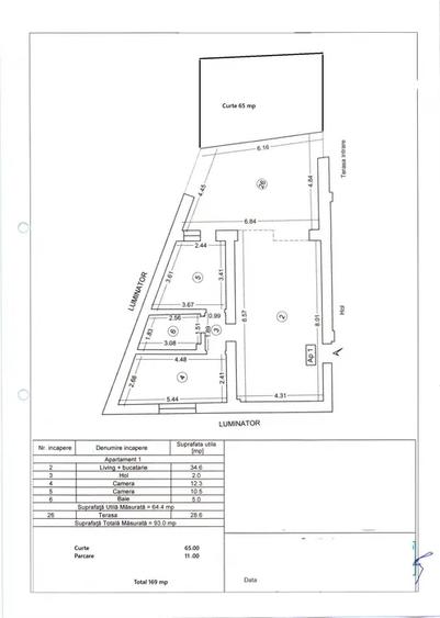 Apartament cu 3 camere, mobilat în Central
