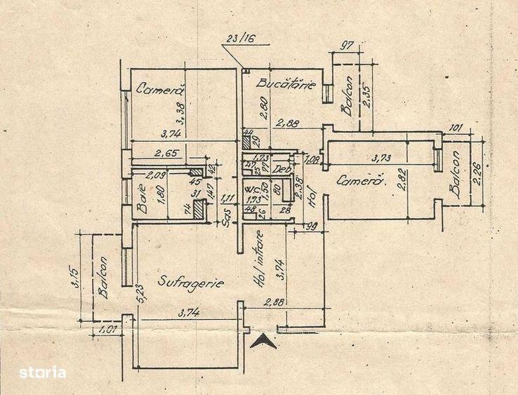 Apartament cu 3 camere semidecomandat, mobilat în Zimbru