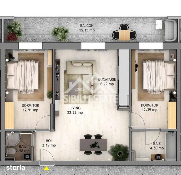 Apartament 3 camere, 2 bai terasa langa Mall Selimbar - 9