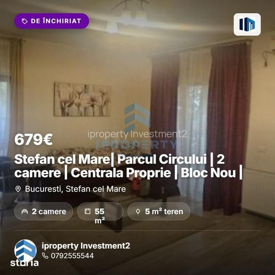 Stefan cel Mare| Parcul Circului | 2 camere | Centrala Proprie | Bloc