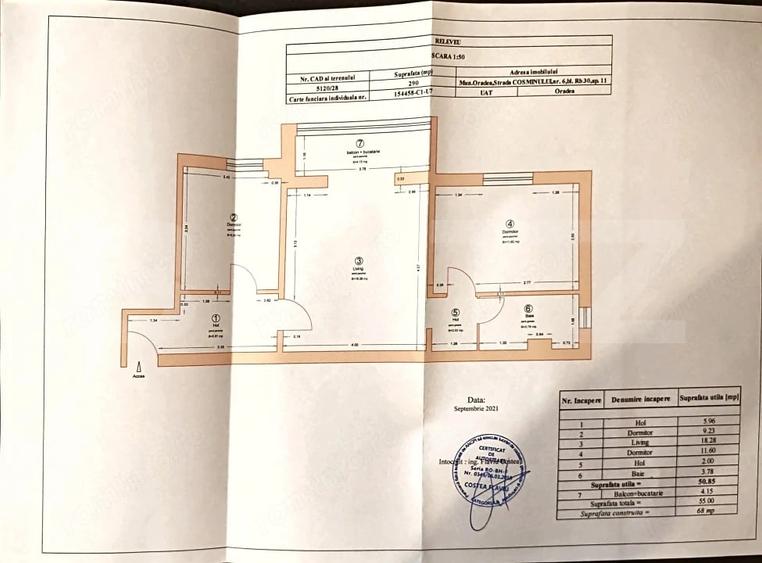 Apartament cu 3 camere semidecomandat în Rogerius