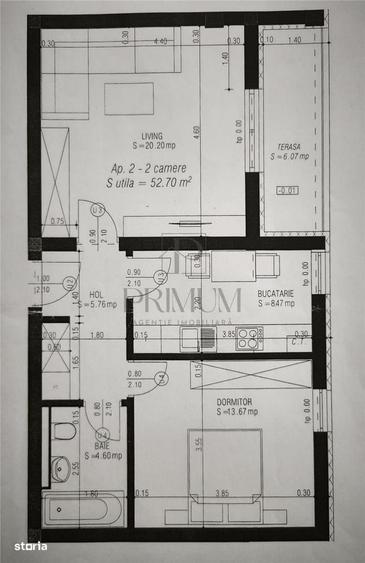 Apartament cu 2 camere decomandat în Braytim