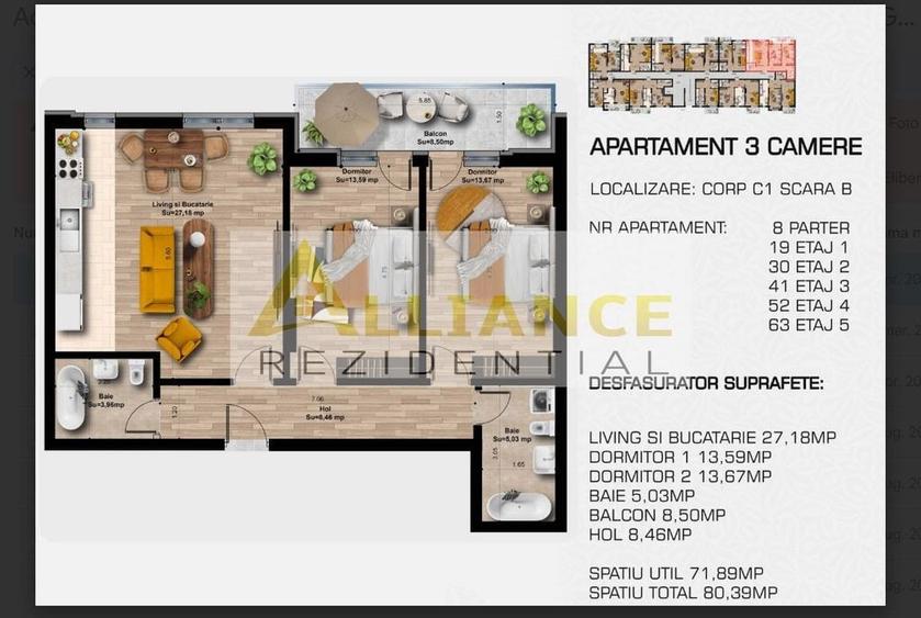 Apartament cu 3 camere decomandat în Central — fotografia 1