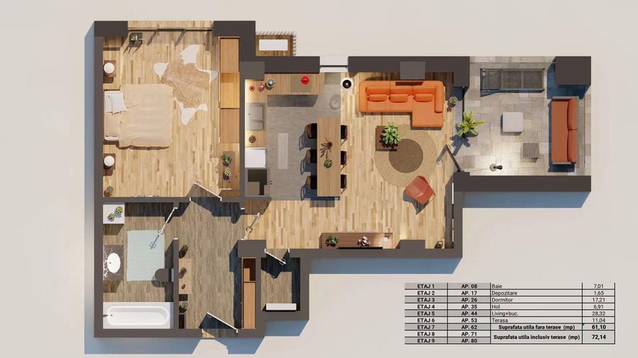 Apartament cu 2 camere decomandat în Exterior Vest