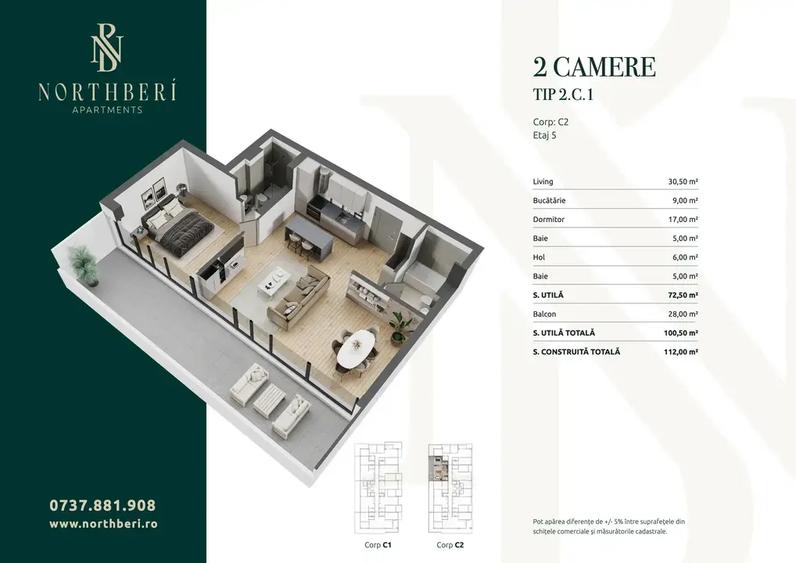 Apartament cu 2 camere decomandat în Băneasa — fotografia 1