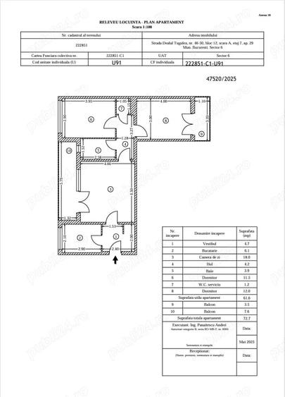 Apartament cu 3 camere semidecomandat în Militari