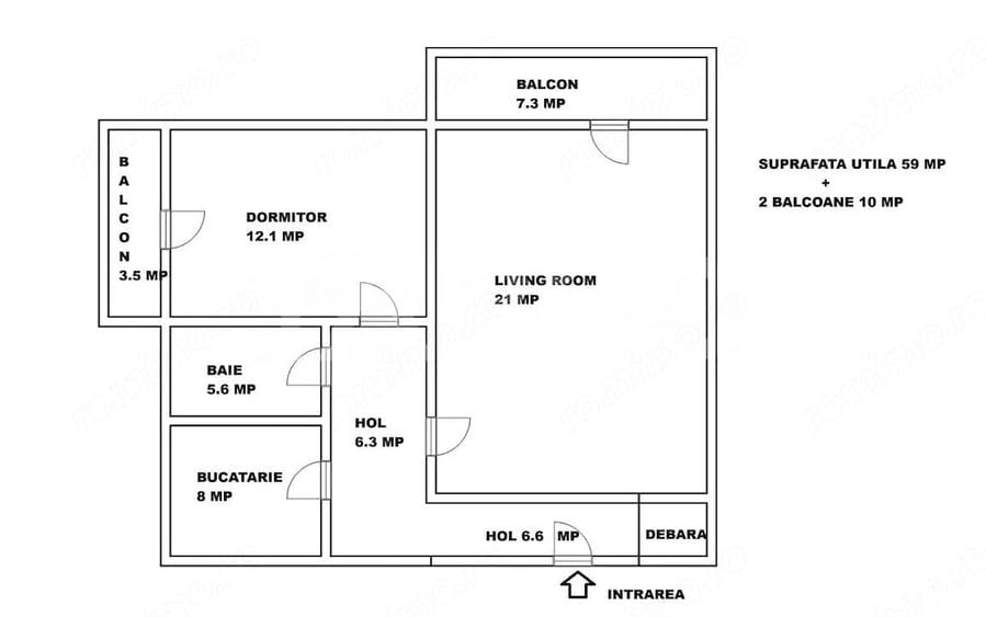 Apartament cu 2 camere decomandat în Central