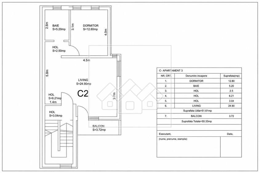 Apartament cu 2 camere în Central