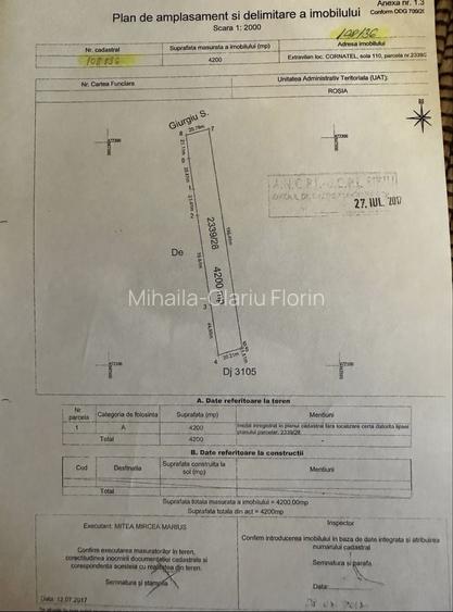 Teren 4200 mp cu latimea de 21 m liniari la drum judetean