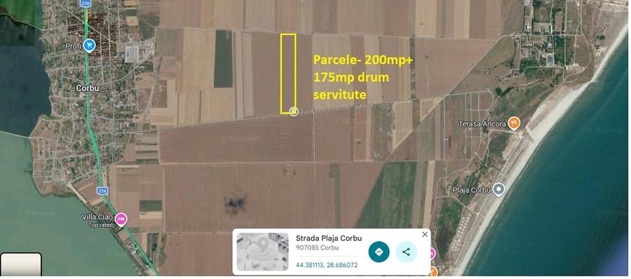 Teren Construcții extravilan de 375 mp, în Corbu