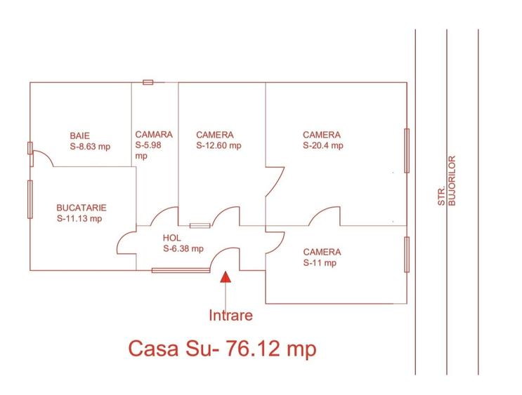 Casă cu 3 camere în Steaua