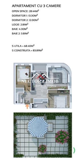 Apartament cu 3 camere în Central