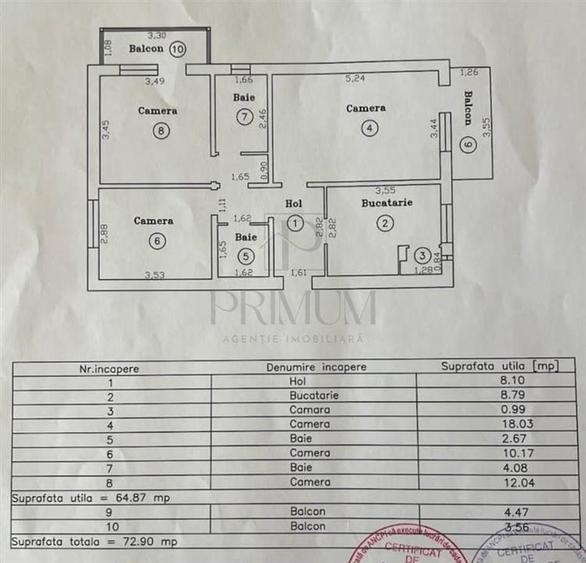 Apartament cu 3 camere decomandat în Aradului