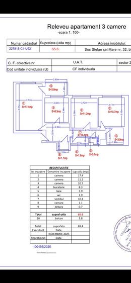 Apartament cu 3 camere decomandat în Ștefan cel Mare