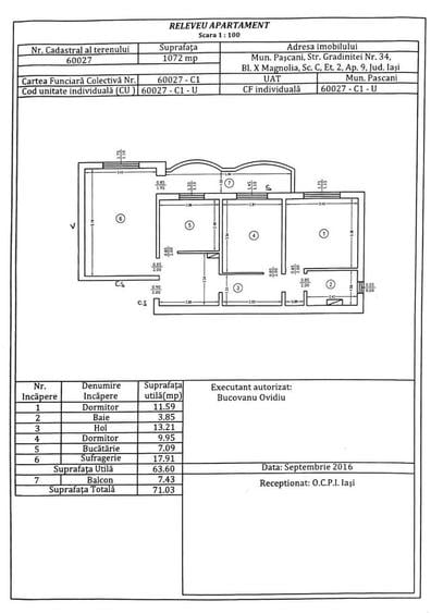Apartament cu 3 camere decomandat în Central